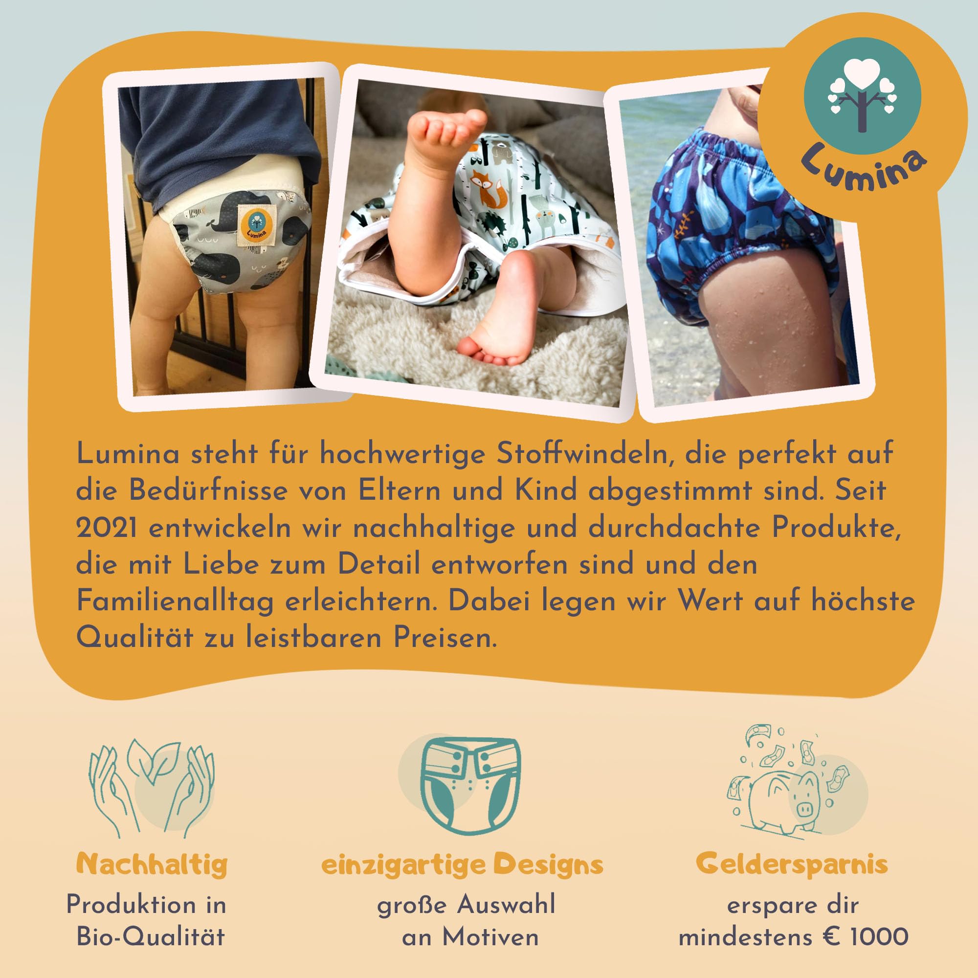 Lumina Windelrock Forrest Animals – Stilvoller Auslaufschutz für Babys & Kinder ab 2,5 bis 5 Jahren – Trainingshose & Überhose in der Nacht – Saugfähige Windelhose atmungsaktiv & waschbar, Größe 2 7