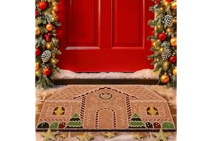 Lanpn Christmas Welcome Natural Coir Door Mat, Gingerbread House Coco Front Door Outdoor Doormat Outside Entrance Porch Non Slip Rubber Rug Winter Xmas Farmhouse Decor (Brown, 30x17 inch)