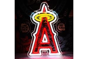 Brineon Neon Sign for Wall Decor Baseball Team Sign for Sport Club Angel Led Neon Light for Man Cave Bedroom Garage Birthday Party Baseball Room Size 16.1 * 10.6 inch(ZYLD129-Angle)