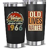 Funny 60th Birthday Gifts For Men - 1966 60th Birthday Decorations Ideas For Him Present For Man Turning 60 Year Old Gifts For Dad, Husband, Friends- 20 Oz Stainless Steel Tumbler Mug (Black-196601)