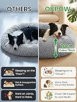 OKPOW Donut Dog Bed 60cm Calming Anti Anxiety Round Plush Pet Cushion Non Slip view 3
