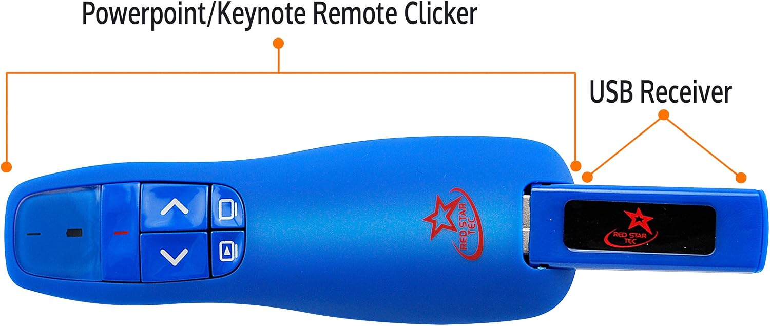 Red Star Tec Wireless Powerpoint and Keynote Presentation Remote Clicker PR-819 (Blue, 1 Pack) - Image 3