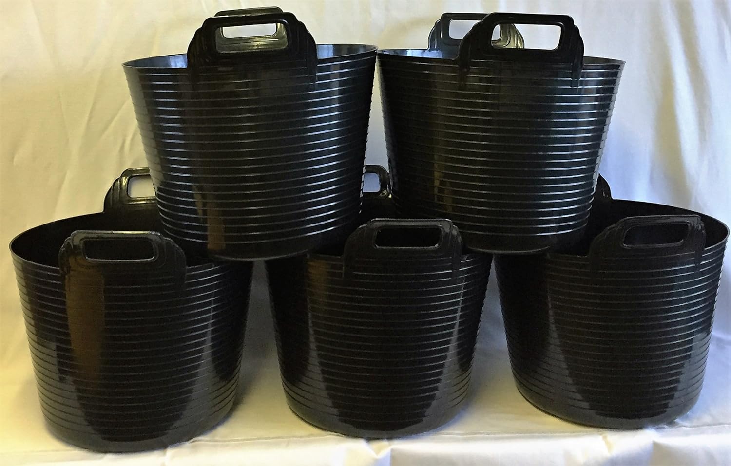 Status Plastics 42 Litre Flexible Bucket Black (pack of 5), Gorilla Tub, Rhino Tub, TubTrug