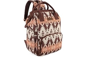 Wrangler Aztec Backpack Organized Daypack Travel Baby Bag with Stroller Strap and Side Bottle Pockets WG2204-9110BR
