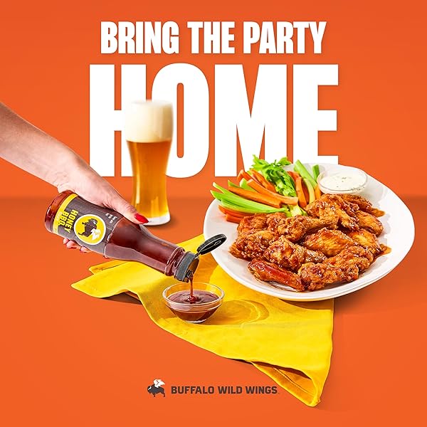 BUFFALO WILD WINGS HONEY BBQ SAUCE, 12 FL. OZ., PERFECT DIPPING SAUCE, CHICKEN MARINADE, RIB BARBECUE RUB AND WING SEASONING, RICH FLAVOR AND SWEET TANG