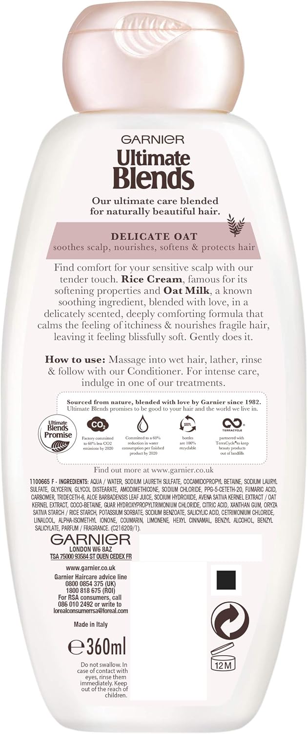Garnier Ultimate Blends Shampoo Delicate Oat With Rice Cream & Oat