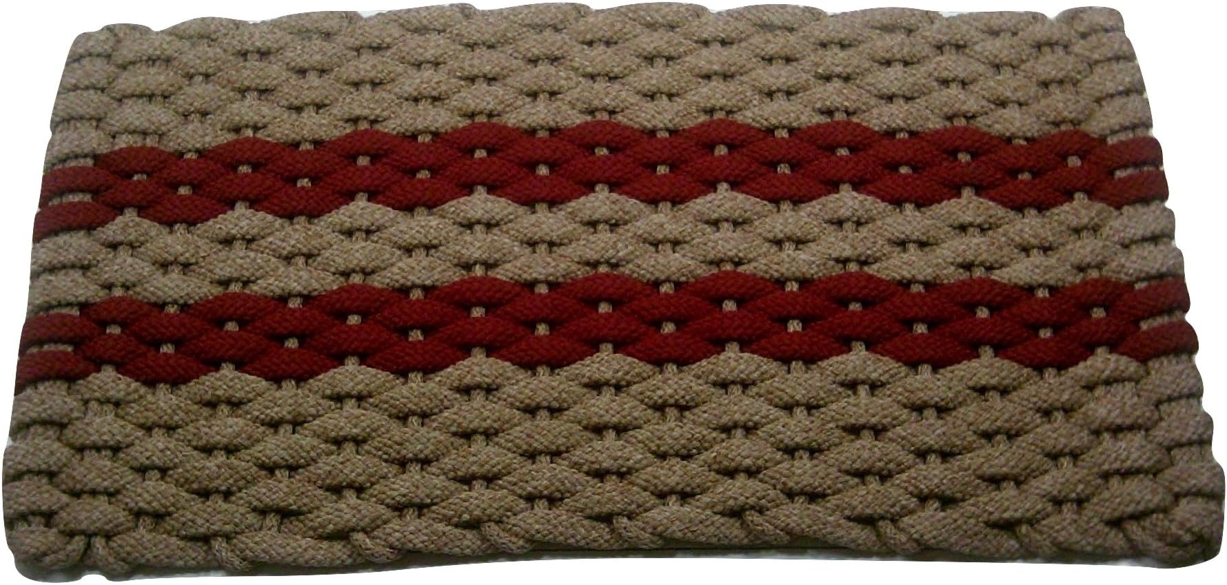 Rockport Rope Doormats 2034359 Indoor & Outdoor Doormats, 20 by 34", Tan with 2 Rose Stripes