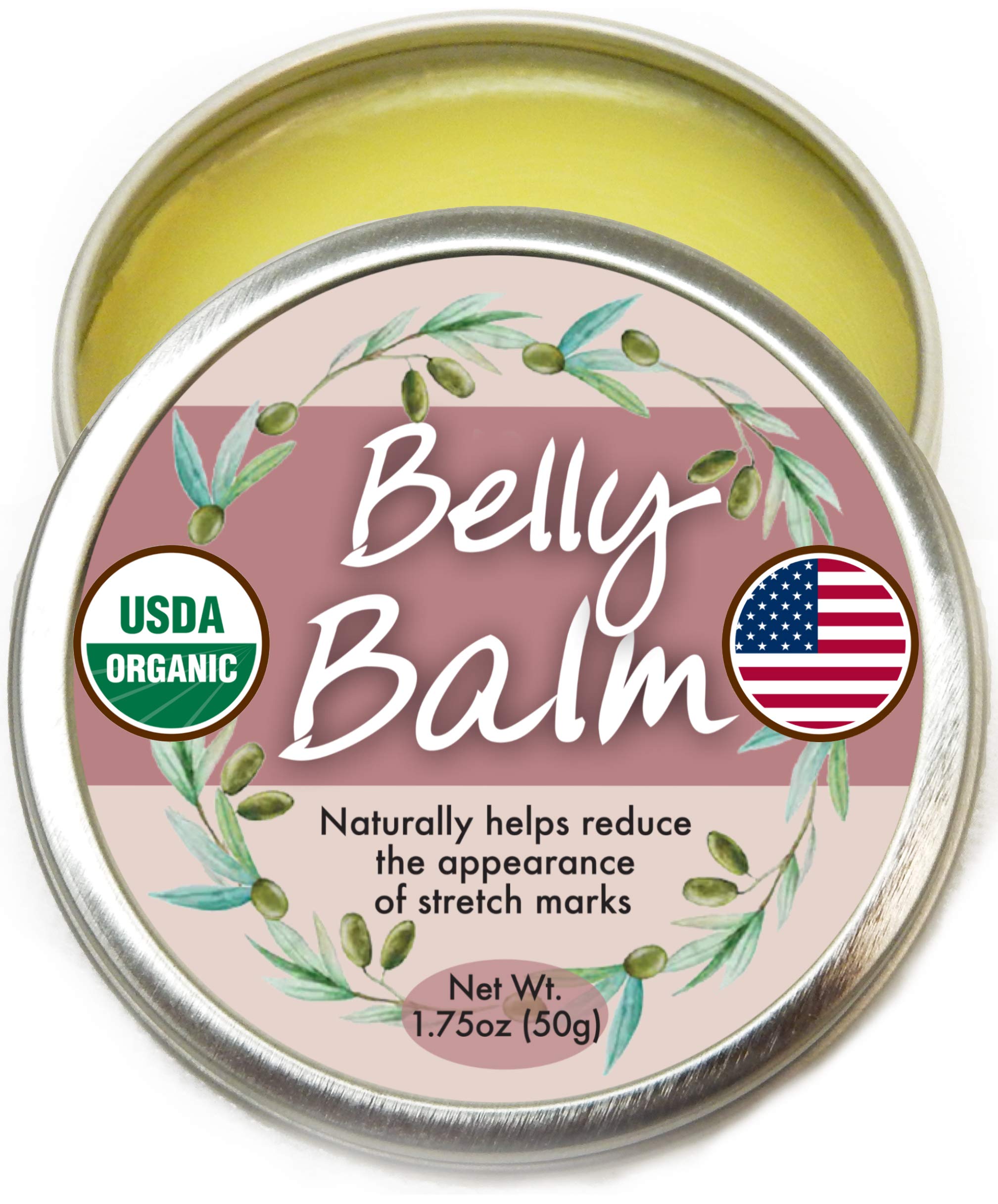  Belly Balm - Natural, Made in USA, & USDA Certified Stretch Mark Cream to Moisturize, Protect, & Heal Skin Before & After Arrival