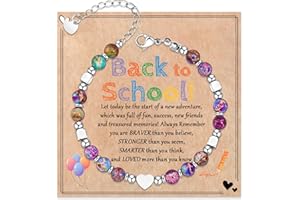 Wisedawn Back to School Gift for Student, Healing Natural Stone Bracelet with Inspirational Quote Card for Girls Kids Women