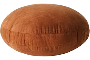 Hodeco Round Throw Pillow for Kids 16x16 100% Down-Like Polyester Filling Super Soft Cushion Ultra Fluffy Feather-Like Touch Decorative Round Floor Pillow for Couch Bed Sofa, Brown 1 Piece
