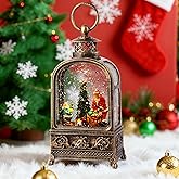 Santa Claus Snow Globe Christmas, Musical Snow Globe Lantern Lights with 6H Timer Battery & USB Powered, Retro Style Holiday Glitter Snow Globes for Xmas Home Decoration Indoor Holiday Party Gifts