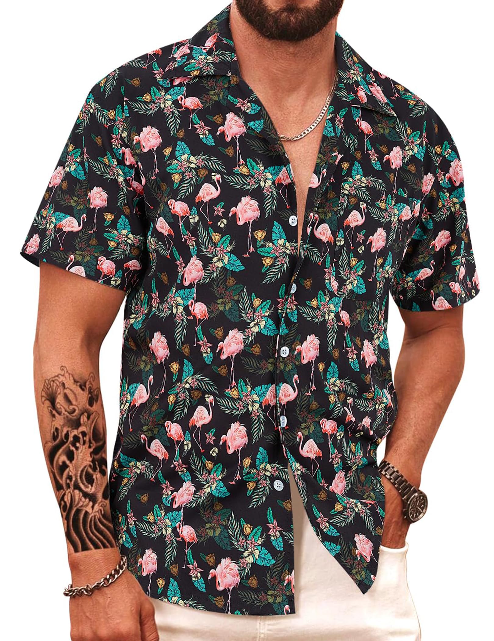 NUOKESASI Men's Tropical Hawaiian Shirt - Short Sleeve Aloha Shirt For Summer & Beach - View #8