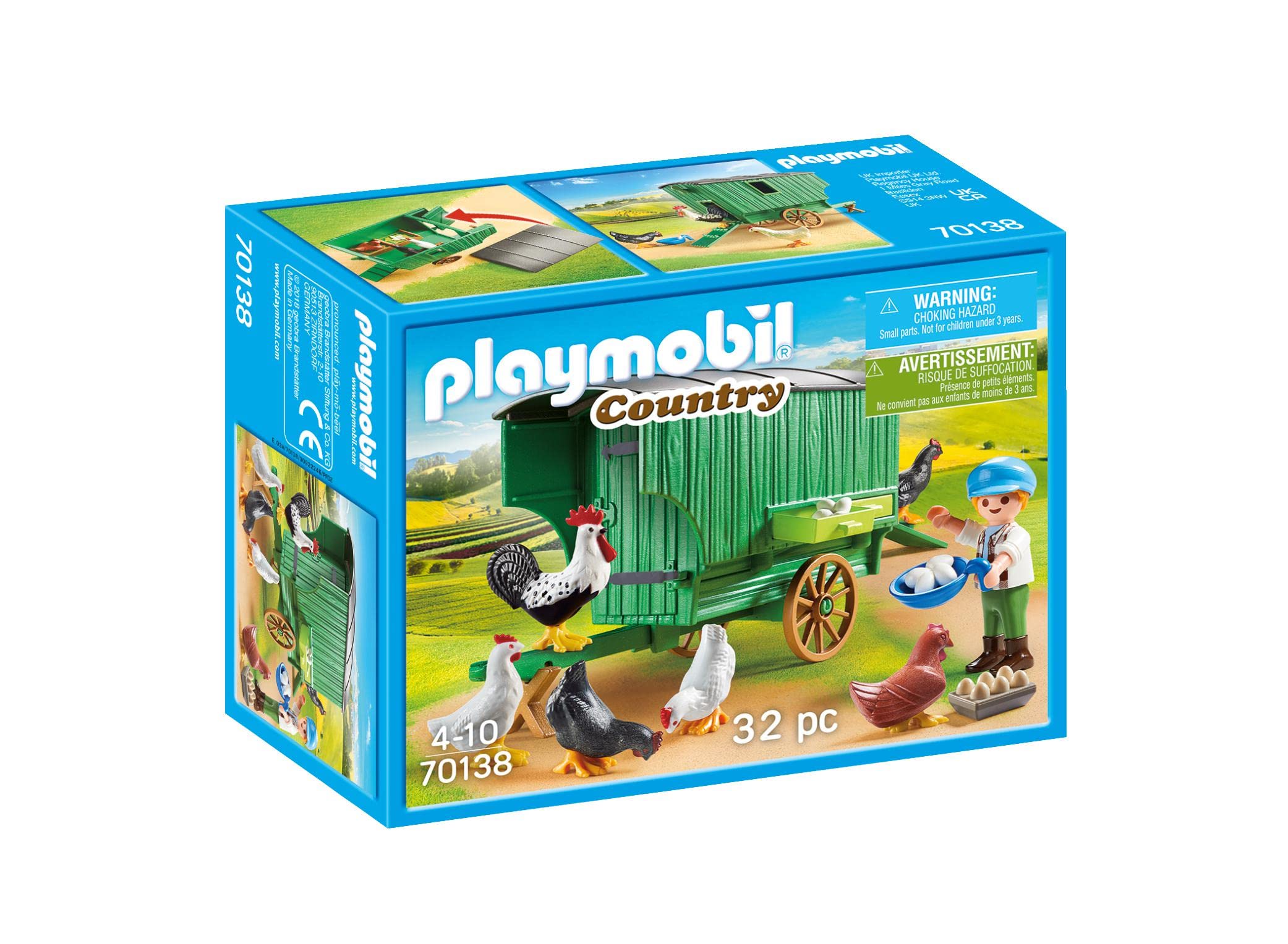 Playmobil 70138 Country Mobile Chicken House, Fun Imaginative Role-Play, PlaySets Suitable for Children Ages 4+