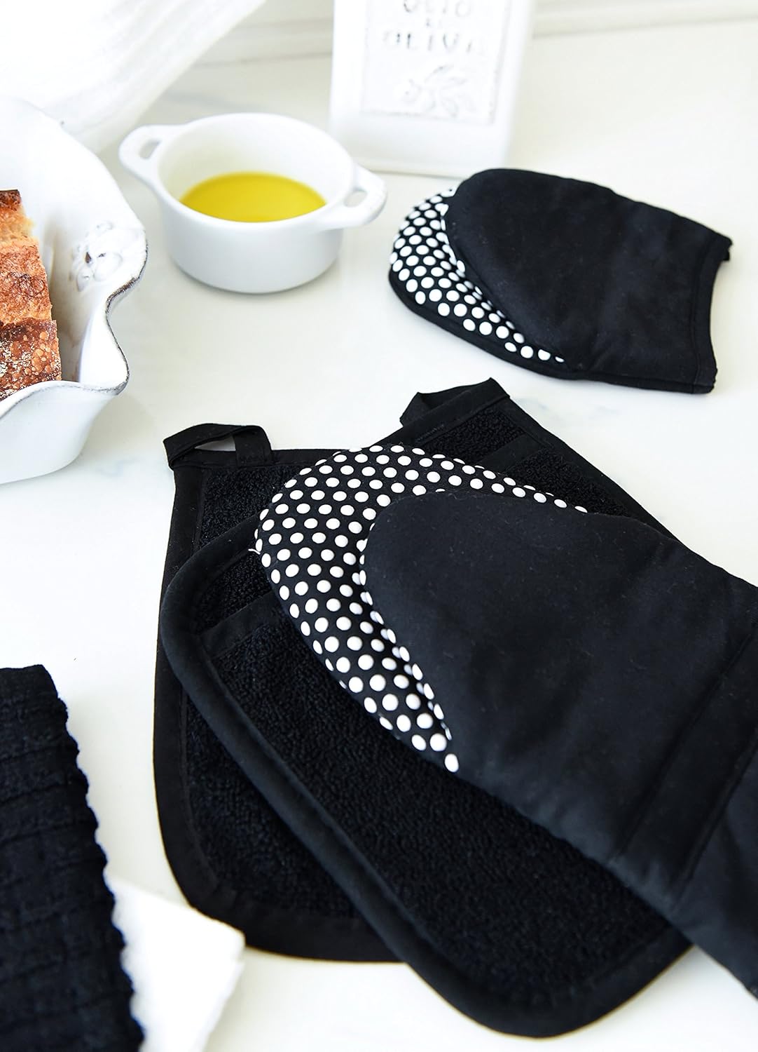 Ritz Royale Collection 100% Cotton Terry Cloth Pot Holder Set, Kitchen Hot Pad, 2-Pack, Black: Home & Kitchen