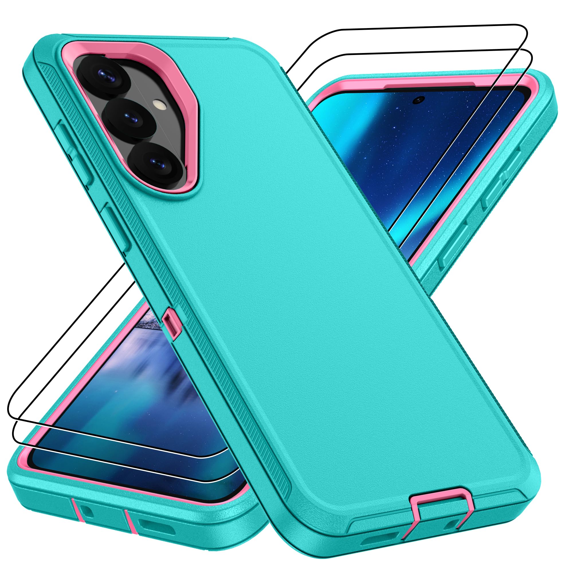 Pilaru for Samsung Galaxy S26 Plus Case ：Fit Case for Galaxy S26 Plus with 2Pcs Screen Protector,[14FT Military Grade Drop Tested] Shockproof Protective Phone Case for S26 Plus -Aqua Blue