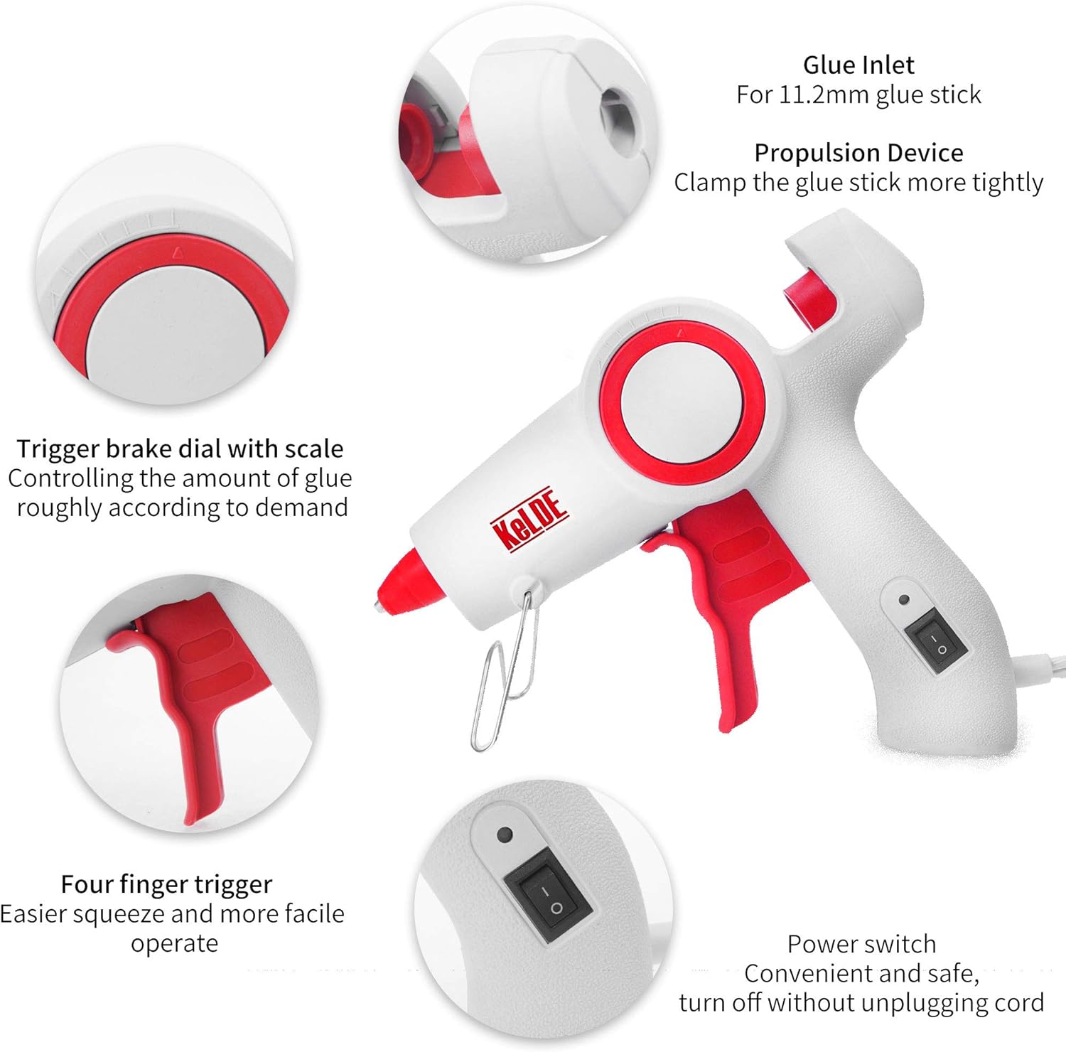 Hot Glue Gun Kit, KeLDE 60 Watts Full Size Glue Gun, Includes 20pcs 4x0.44-inch Glue Sticks, with 2-Piece Extra Changeable Fine Tip Nozzles, On/Off Switch and LED Indicator: Home Improvement