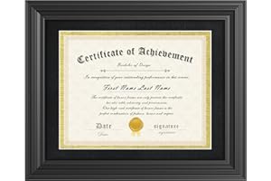 Abtgt 11x14 Diploma Frame Certificate Degree Document Frame with High Definition Glass, with Black and Gold Mat Display 8.5x11 or without Mat Display 11x14, for Wall and Tabletop, Black