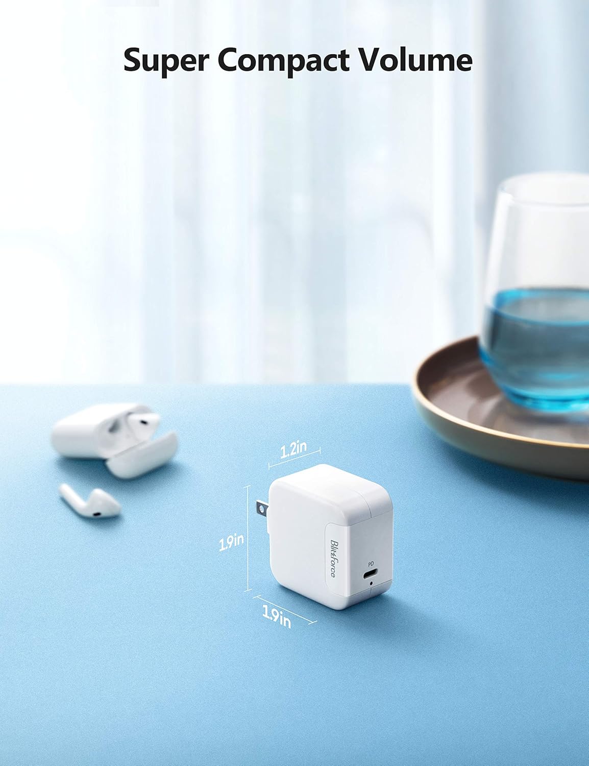 Blitzforce USB C Charger[GaN Tech],Blitzforce 65W PD 3.0 Wall Charger Type C Fast Charging Power Delivery Foldable Adapter for iPhone 11/Pro/Max, MacBook Pro/Air, Ipad Pro and More (White)
