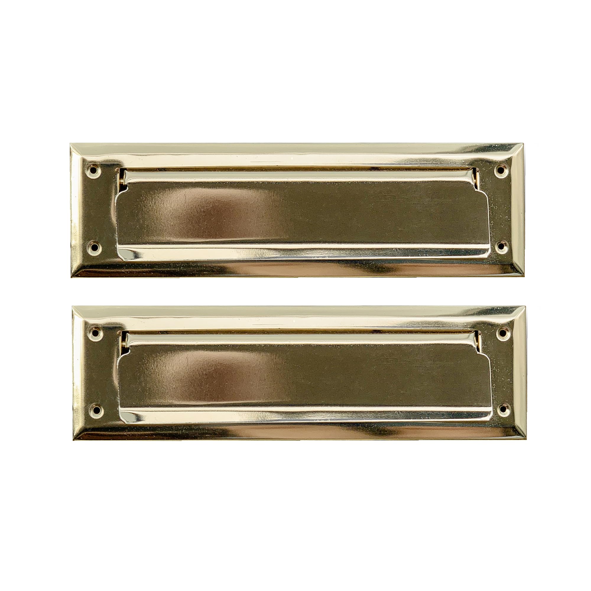 Litlheim Solid Steel Gold Color with Spring Flap | Mail Slot Fits to Most Doors | Outer Size 10 Inches by 3 inches | Set with Front and Rear Piece and Screws