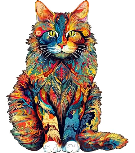 Cat Shaped Puzzelstukjes hout, 135-delige Morandi-gekleurde kat gevormde houten legpuzzel voor en volwassenen, feestgeschenken, klassenprijs, verjaardag, feestjes