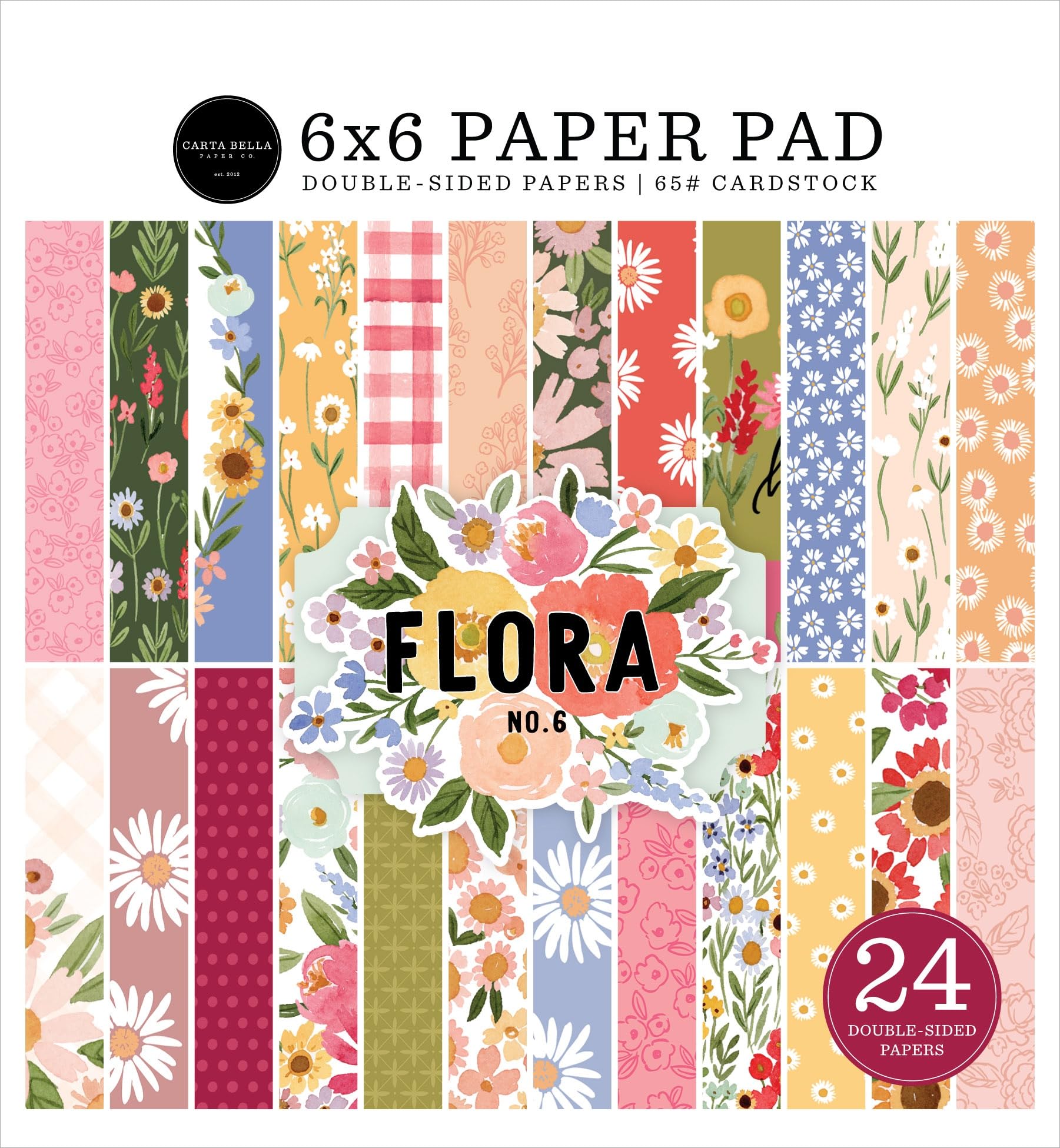 Carta Bella Double-Sided Paper Pad 6"X6" 24/Pkg-Flora No. 6