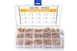 Flytuo 460Pcs Threaded Inserts for Plastic M2 M3 M4 M5 Heat Set Insert Metric Brass Knurled Nuts Insert by Heat into 3D Printing Components