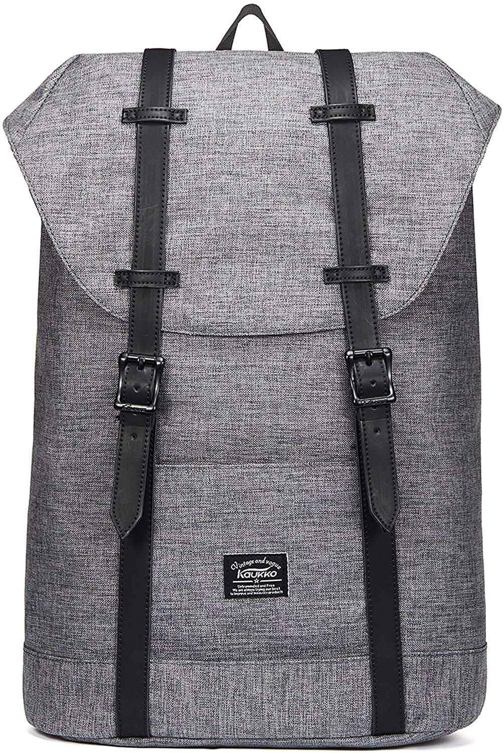 KAUKKO Rucksack Damen Herren Vintage Laptop Reiserucksack für 14" Notebook Lässiger Daypacks Schultaschen Casual Daypack, 43 cm, 18.3 liters, Grey (Grau)