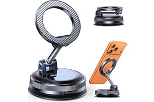 Coolpow for MagSafe Car Mount【Strongest Magnets】 Magnetic Car Phone Holder with Vacuum Suction Cup Car Phone Mount【Easily Ins