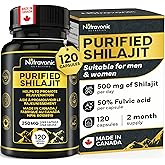 New. Nutravonic Purified Shilajit Capsules Maximum Potency 500 mg per Day Standardised 50% Fulvic Acid (120 Caps, 250 mg per 