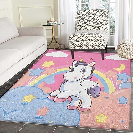 Amazon Com Teen Girls Rugs For Bedroom Unicorn With Rainbow