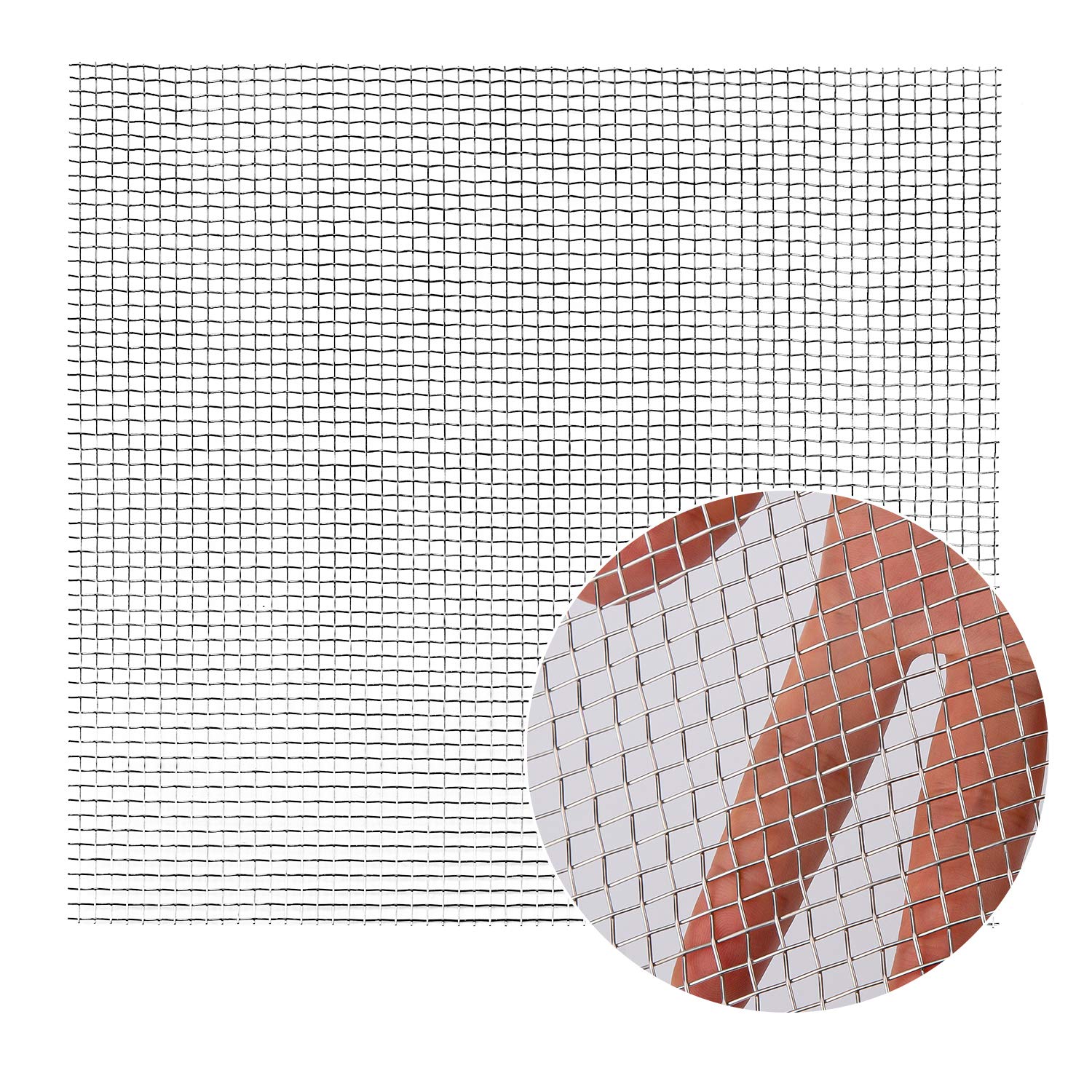 TOYMIS 304 Stainless Steel Mesh Woven Wire 5 Mesh for Air Ventilation Protecting Mesh for Metal Security Guard Garden Screen Cabinets, Total 12” x24”