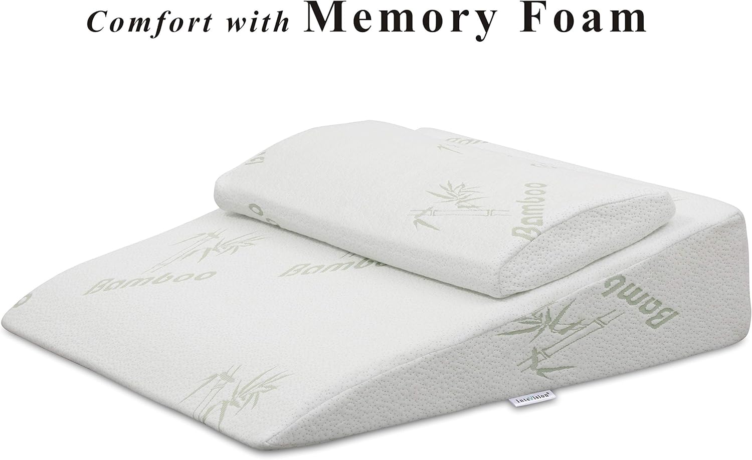 InteVision Foam Bed Wedge Pillow (26" x 25" x 7.5") Headrest Pillow in ONE Package - 2" Memory Foam Top - Removable Bamboo Cover - Helps Relief from Acid Reflux, Post Surgery, Snoring: Health & Personal Care