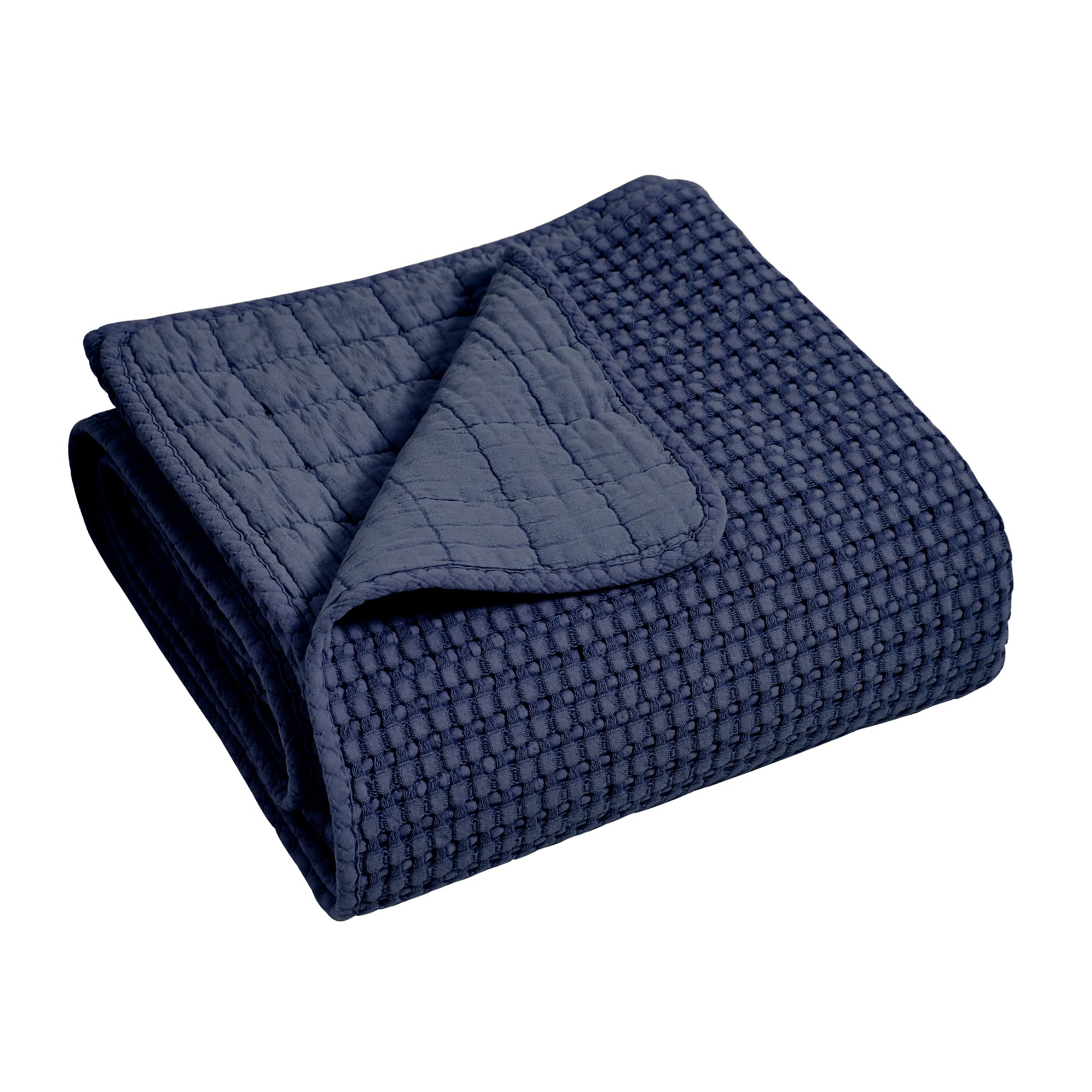 Photo 1 of Levtex Home - Mills Waffle - Throw - Navy Cotton Waffle - Throw Size 50 x 60in.