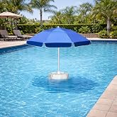 Aquenelle Floating Pool Umbrella - 7ft, Outdoor Floating Umbrella for Inside of Pool with Weighted Base, 4 Cupholders Floating Table with Sun Shade, No-Tools Setup for Pool, Lake &amp; Beach