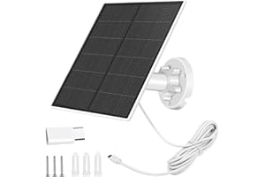 SANKABA Solar Panel for Security Camera, 5W Solar Panel for DC 5V Security Camera with Micro USB or USB-C Port, IP65 Waterproof Solar Charger for Camera with 360°Adjustable Mounting(1 Pack)