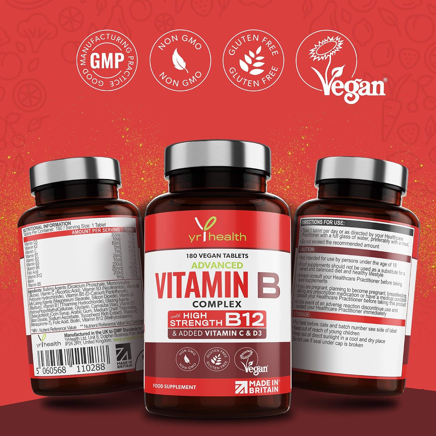 Vegan Vitamin B Complex Advanced, All 8 High Strength B Vitamins & Added Vitamin C, D3 & K2 Mk7, Vitamins B1, B2, B3, B5, B6 - Image 4