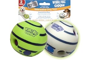 Wobble Wag Giggle Ball 2 Pack- Interactive Dog Toy, Fun Giggle Sounds When Rolled or Shaken, Pets Know Best, 1 Original & 1 Glow in The Dark Ball