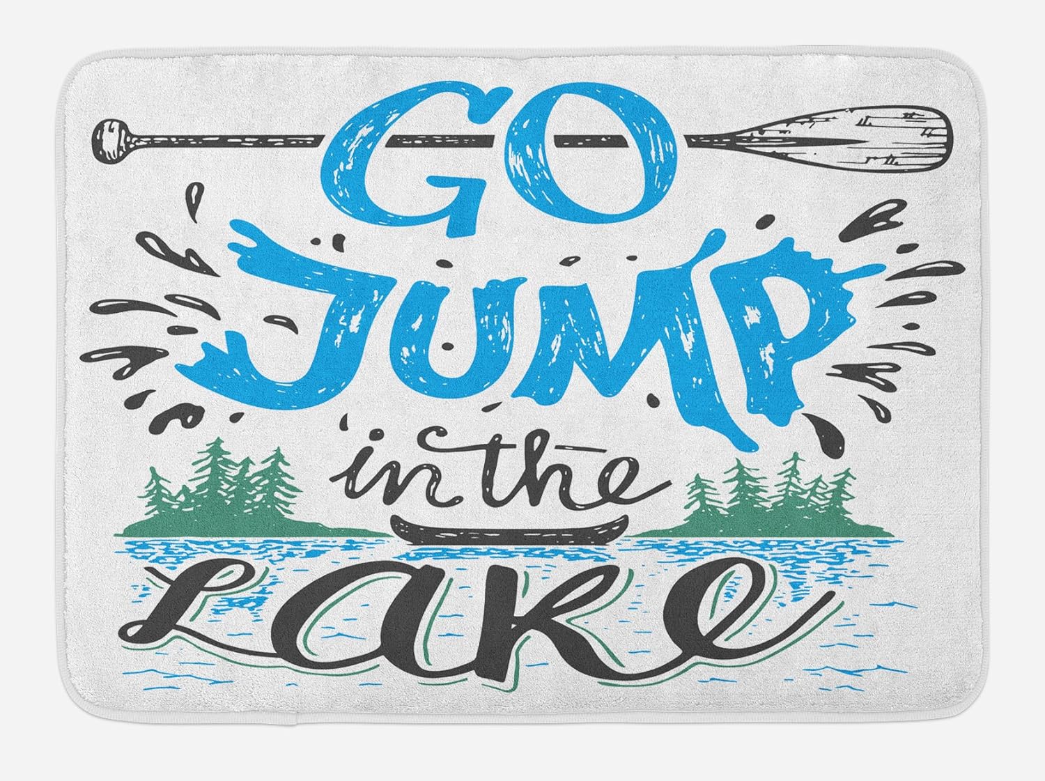 Amazon Com Lunarable Cabin Bath Mat Vintage Typography Inspirational Words Lake Sign Canoe Fishing Sports Theme Plush Bathroom Decor Mat With Non Slip Backing 29 5 X 17 5 Black Green Kitchen Dining