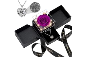 FIACO Gifts for Women Preserved Real Roses with I Love You Necklace Fresh Forever Flowers Birthday Gifts for Mom Grandma Wife Girlfriend on Anniversary Christmas Valentines Romantic Gift