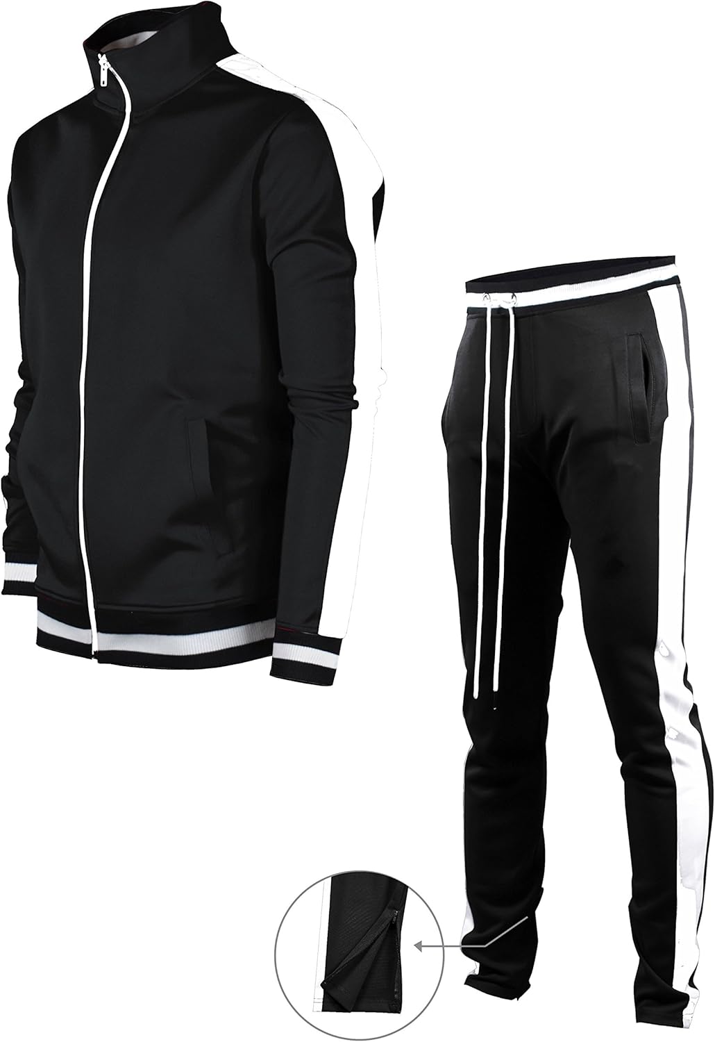 Screenshotbrand Mens Hip Hop Premium Slim Track Jacket - Side Taping at  Men’s Clothing store