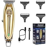 KEMEI Professional Beard &amp; Hair Trimmer for Men Cordless T-Blade Trimmers | Electric Hair Clippers for Barbers and Stylists, All Body Grooming, KM-1949 Gold
