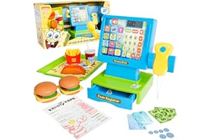 Lollipop Spongebob Cash Register Play Set - Krusty Krab Cash Register - Includes Toy Cash Register and Realistic Play Food Items with Pretend Food and Play Money