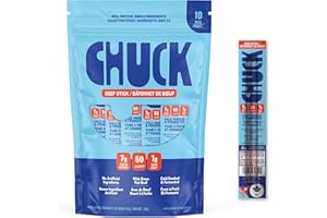CHUCK's Grass-Fed Beef Sticks - Kid Friendly - Tender & Not Greasy - 7g Lean Meat Protein, Keto Paleo, Gluten-Free, Low Sugar