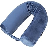 Brookstone Free Form Travel Pillow - Lightweight Flexible Memory Foam Travel Neck Pillow for Sleeping, Car, Airplane & Travel Support, Blue