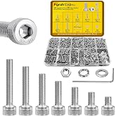 Fgruh 1260PCS M2 Socket Head Screws Assortment Kit, M2x4/6/8/10/12/16/20 mm | M2-0.4 Hex Socket Cap Head Bolts Nuts Washers Assorted Set, Metric 2mm Screws Hardware Kit for 3D Print, 304 Stainless Steel