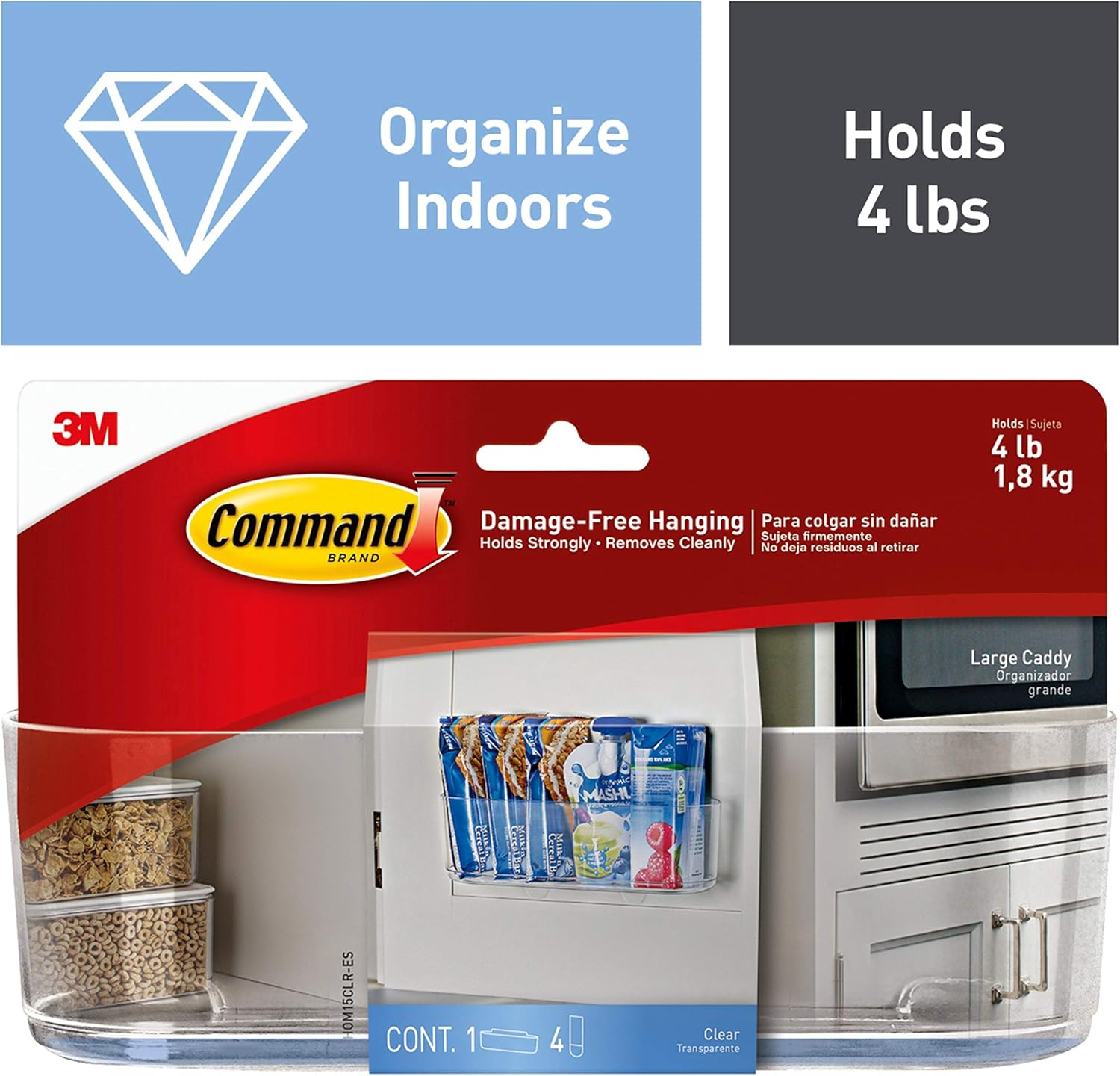 Command Large Caddy, Clear, Organize your dorm - Kitchen Storage And Organization Product Sets - 