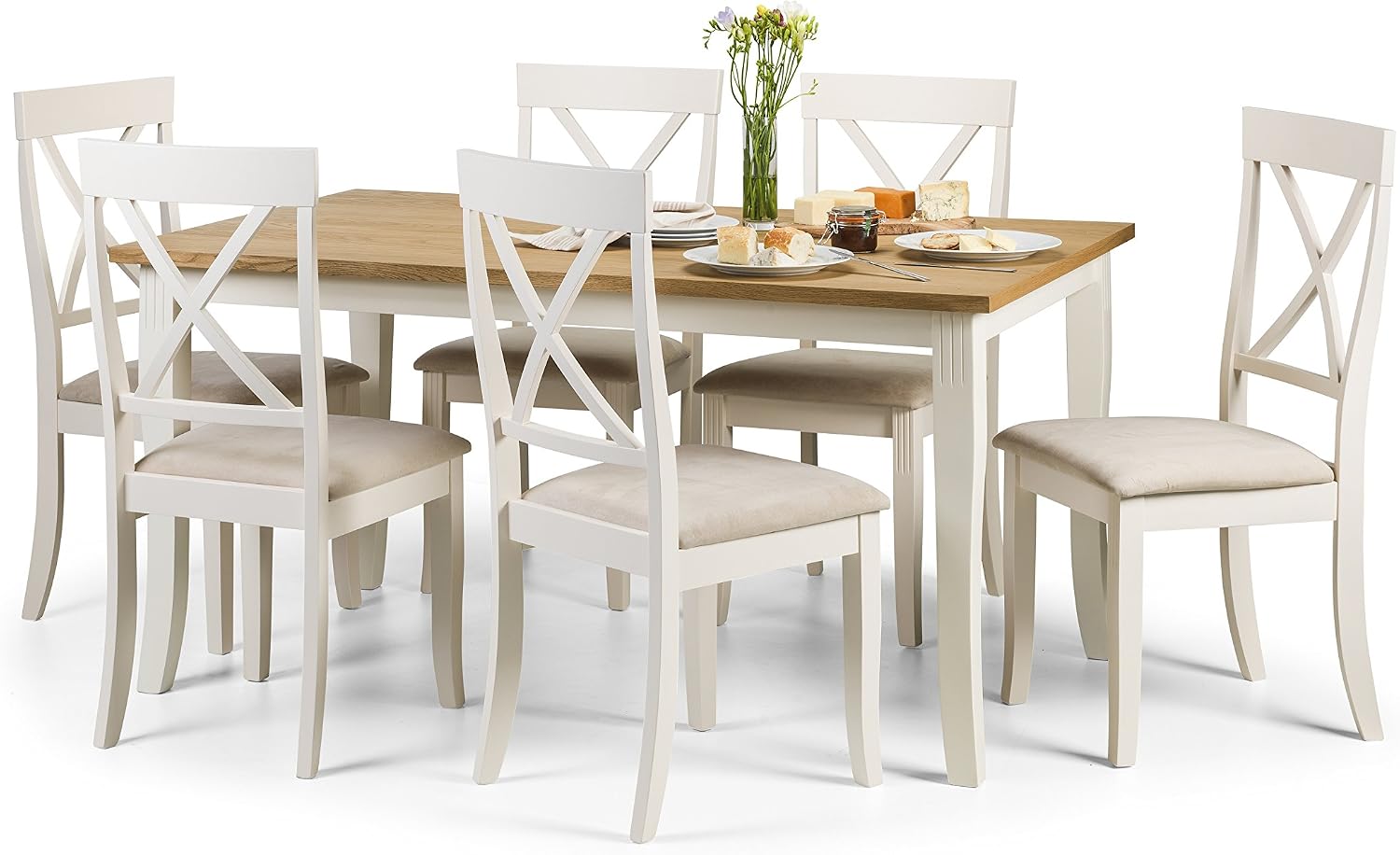 Julian Bowen Ivory Wood Davenport Dining Chairs Set of 2, 97cm x 44cm x 52cm - Image 3