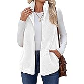 Zeagoo Vest For Women Sleeveless Sherpa Fleece Jackets Lightweight Zip Up Fall Winter Coats With Pockets