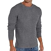 Askdeer Men's Pullover Sweater Crewneck Cable Knit Long Sleeve Sweater Classic Soft Knitted Sweaters with Ribbing Edge