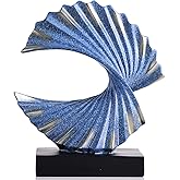 GAOSHENG Blue Gold Wave Sculpture, Modern Ocean Wave Home Accents, Resin Art Statue for Shelf, Coffee Table, TV Stand Adornos Modernos